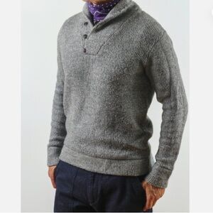Relwen Men’s Old Salt Shawl Collar Wool Blend Sweater in Grey